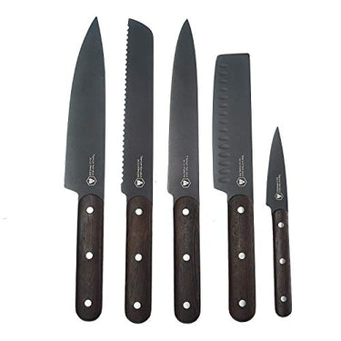 LAGUIOLE - Set mit 5 Küchenmessern - Schwarze Klinge - Hände aus Buchenholz - - mehrfarbig im Sale